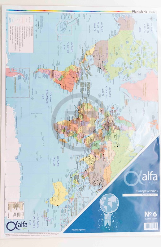 Mapa Alfa Nº 6 planisferio político en Papelera Bariloche