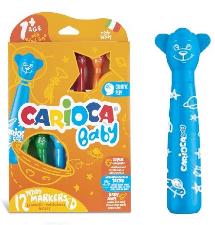 Marcador Carioca Teddy Baby 6 Colores P/bebes + De 12 Meses