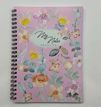 Cuaderno Decorline 18 x 25 t/plastica espiral 80h rayado my notes flower rosa