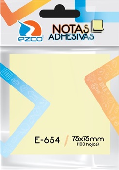 Notas adhesivas Ezco 75 x 75 mm amarillo e-654 100 hojas