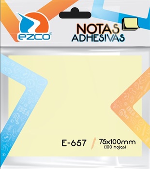 Notas adhesivas Ezco 75 x 100 mm amarillo e-657 100 hojas