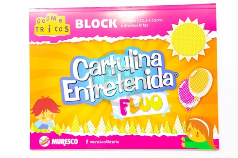 Block cartulina Entretenida Muresco 20 hs fluo 4 diseños