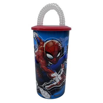 Vaso con sorbete Spiderman 450 ml art:ha096